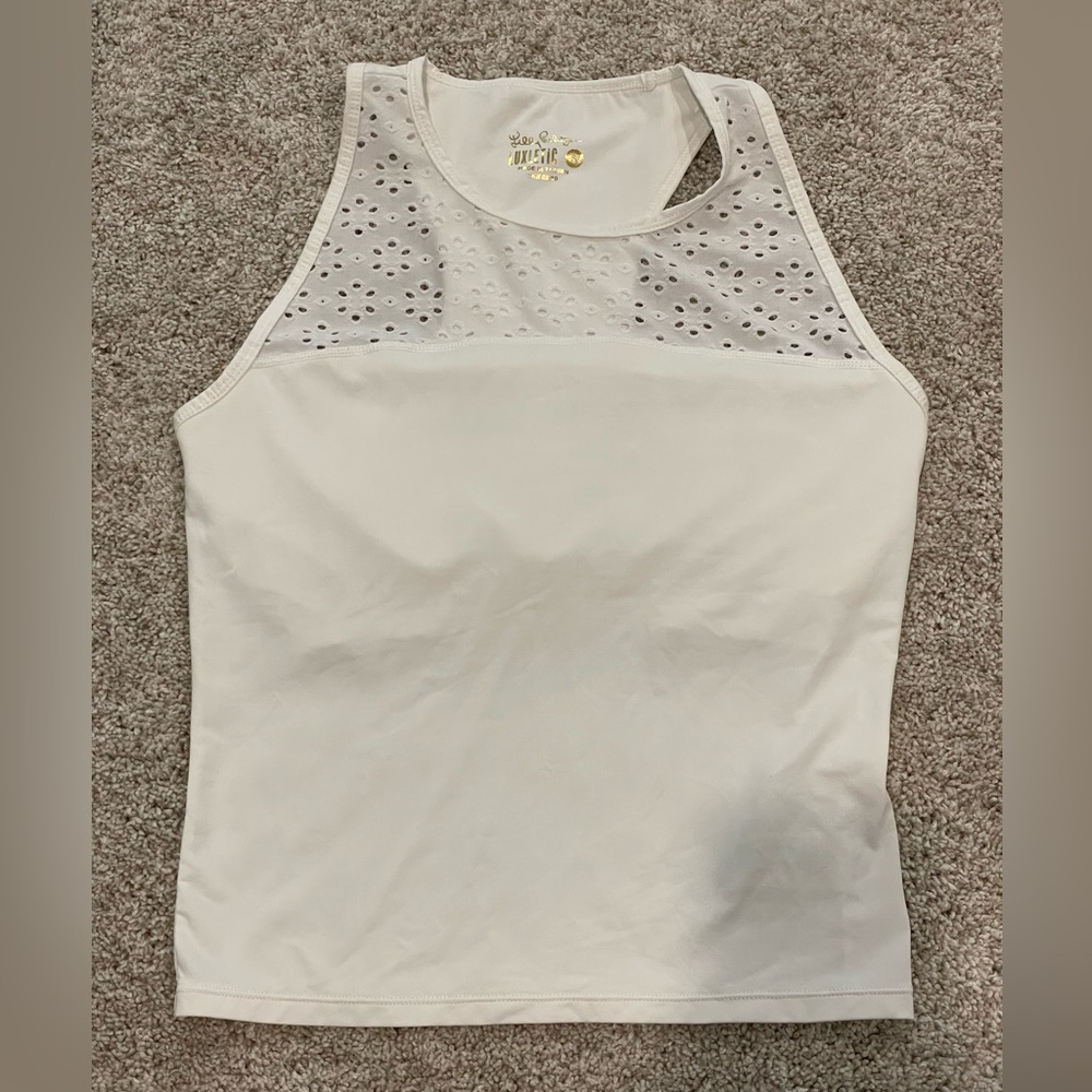 Lilly Pulitzer Luxletic white eyelet tank size Small